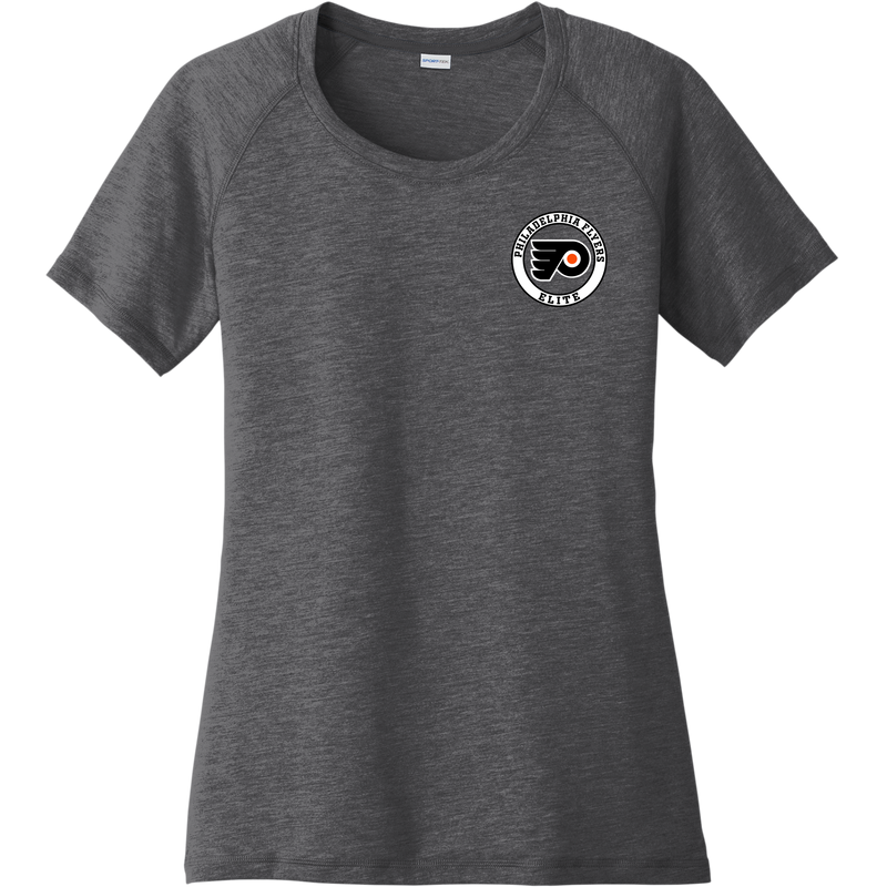 Philadelphia Flyers Elite Ladies PosiCharge Tri-Blend Wicking Scoop Neck Raglan Tee