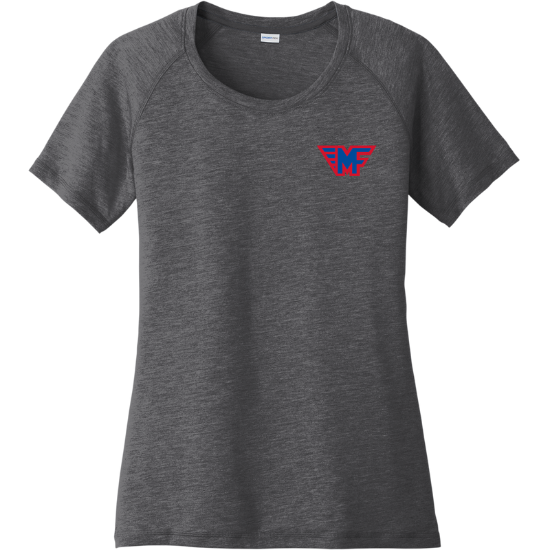 Mid-Fairfield Ladies PosiCharge Tri-Blend Wicking Scoop Neck Raglan Tee